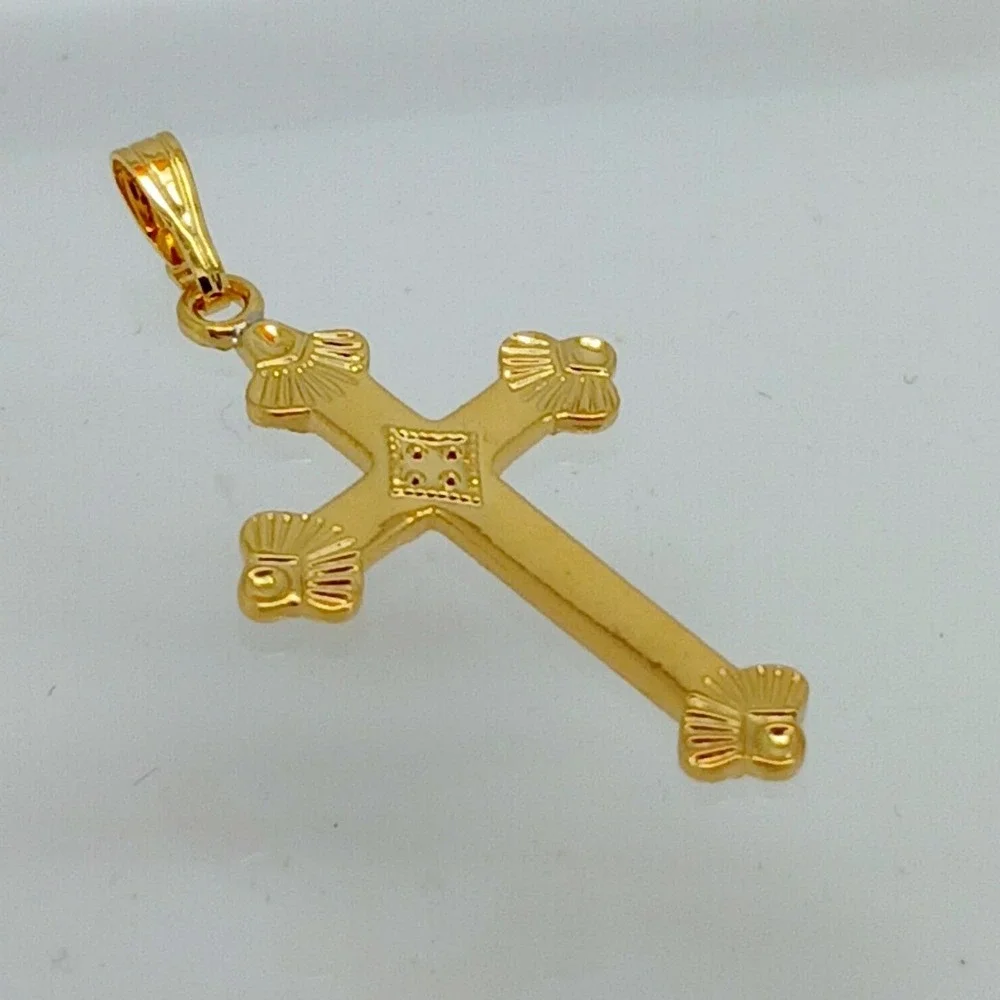 Karatbond Vintage Y2K Gold Ornate Cross Necklace Pendant Made in USA NOS Faith